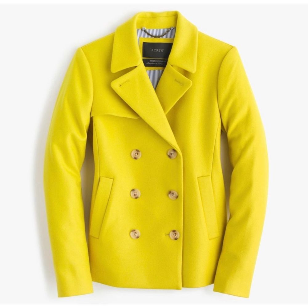 J. Crew melton pea coat in chartreuse Size 10 Tall Long